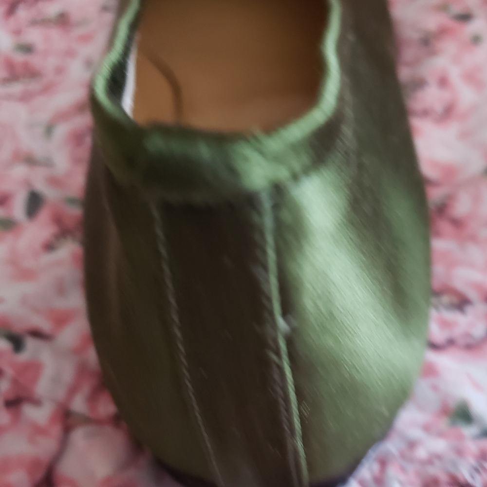 J. Crew Olive Green Flats with Light Blue Bow - Picture 2 of 10